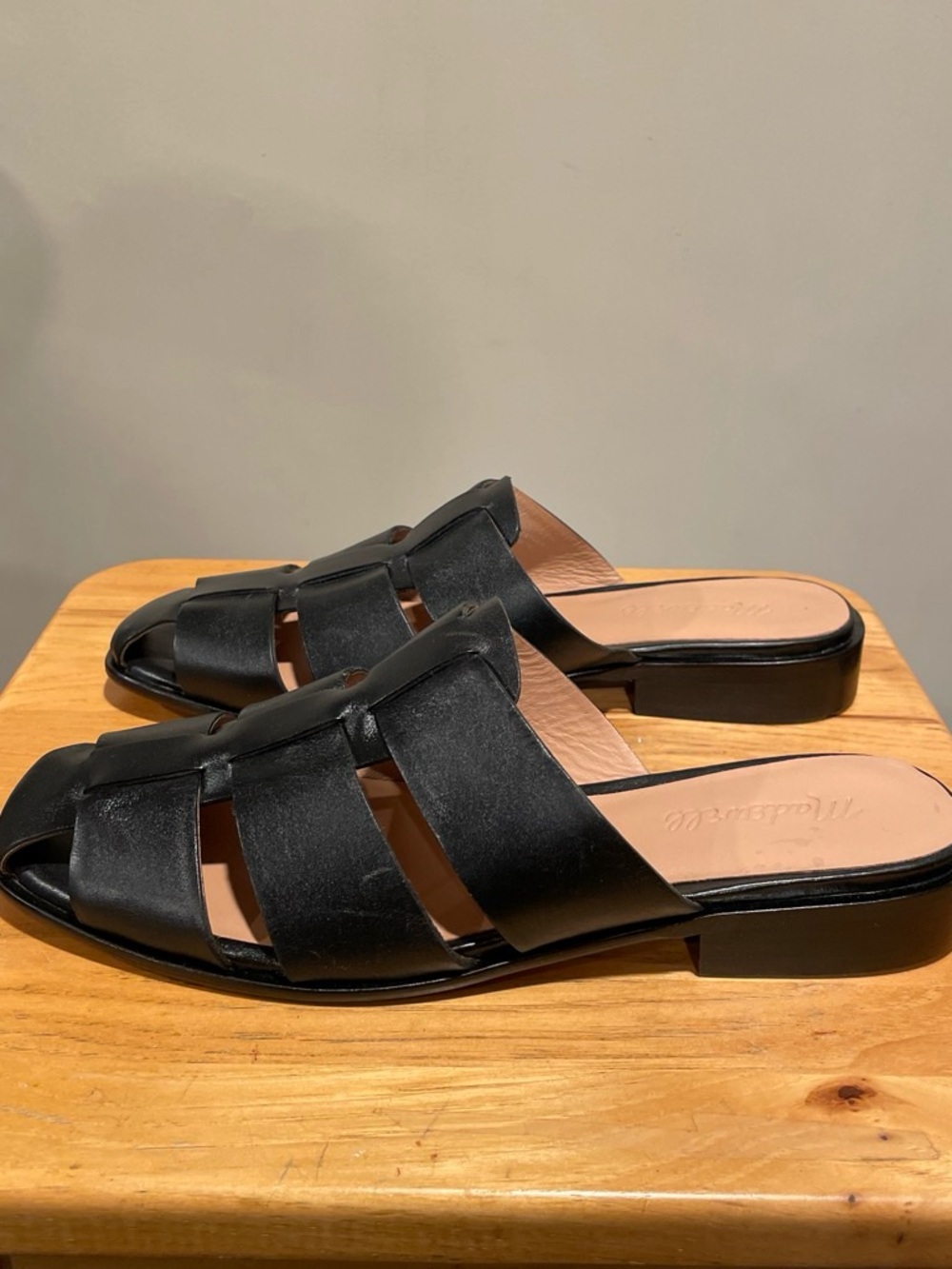 Madewll Leather Woven Sandals - Low Block Heel Size 7.5 B New - Picture 2 of 6